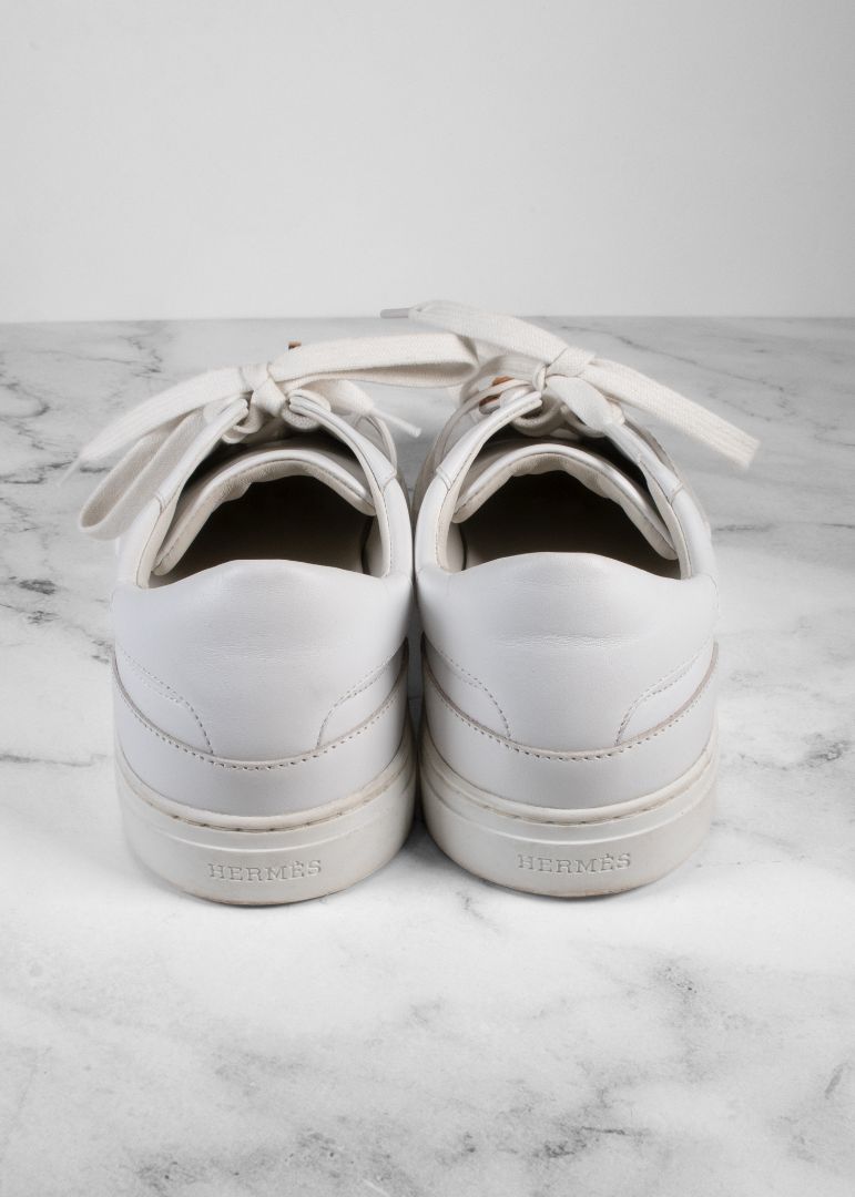 Hermes White Sneakers With Gold Iconic Buckle