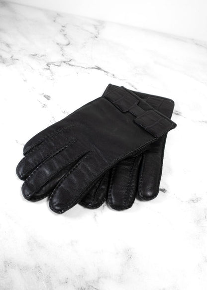 Hermes Black Leather Gloves