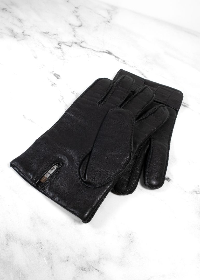 Hermes Black Leather Gloves