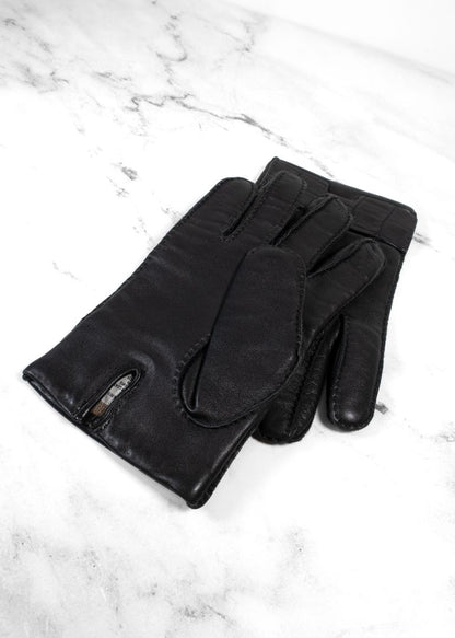 Hermes Black Leather Gloves