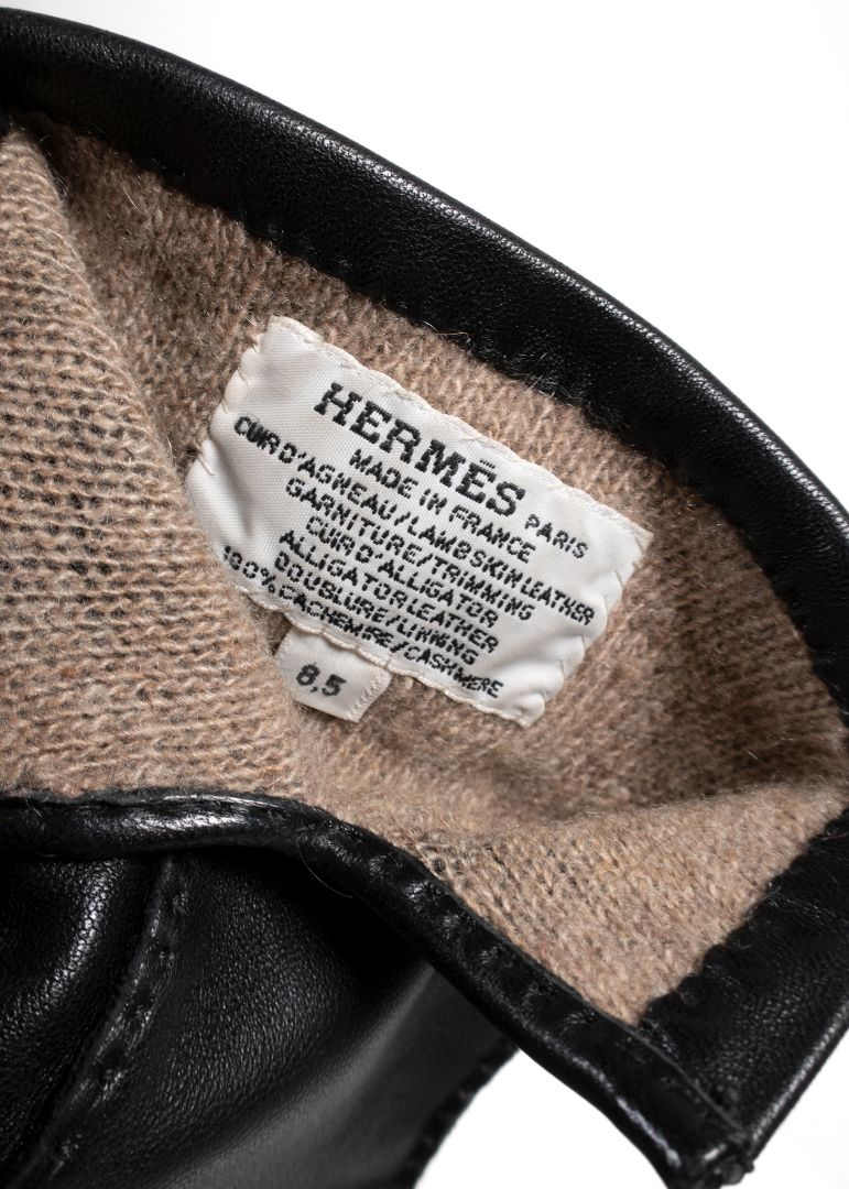 Hermes Black Leather Gloves