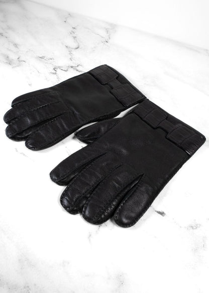 Hermes Black Leather Gloves