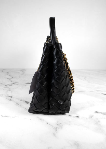 Bottega Veneta Black Andiamo Bag With Gold Chain
