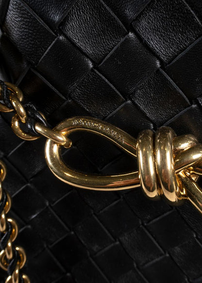 Bottega Veneta Black Andiamo Bag With Gold Chain