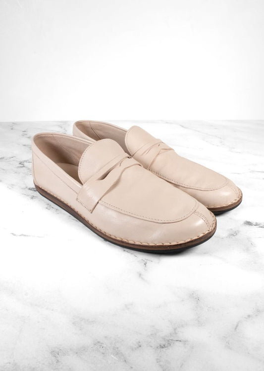 The Row Beige Leather Cary Loafers