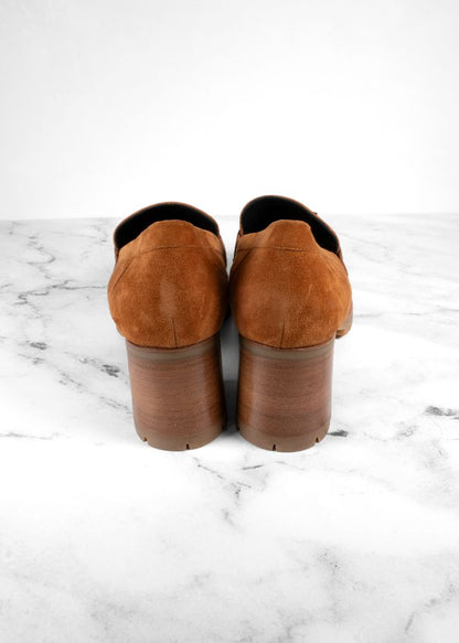 Hermes Brown Suede Loafer Pumps
