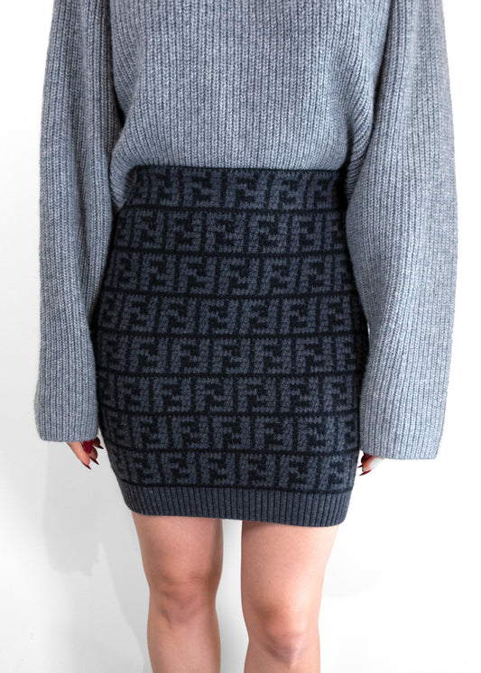 Fendi FF Motif Knitted Mini Skirt