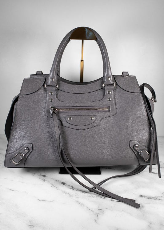 Balenciaga Grey Leather Medium Neo Classic City Satchel