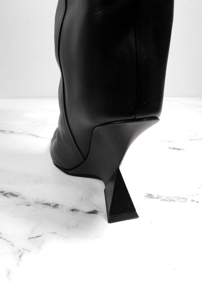 The Attico Black Leather Knee High "Cheope" Boots
