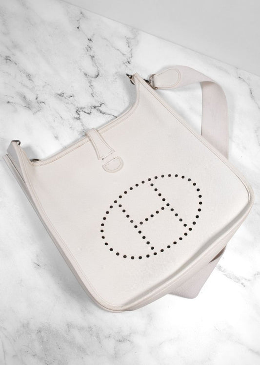 Hermes White Evelyne Bag