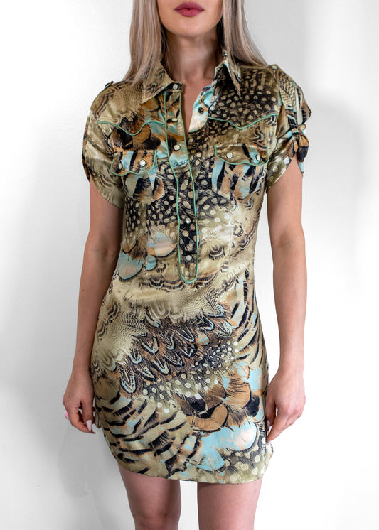 Roberto Cavalli Multi-Color Silk 3/4 Sleeve Dress