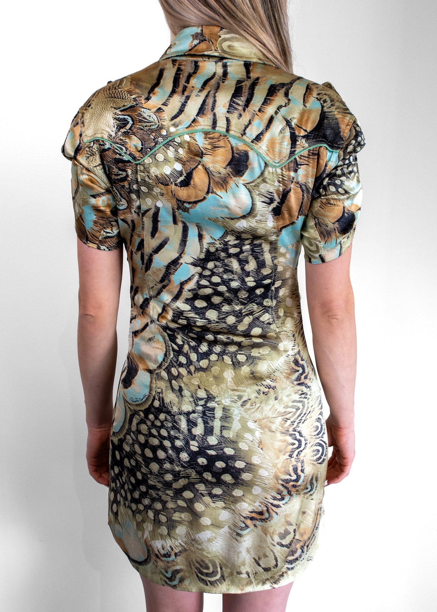 Roberto Cavalli Multi-Color Silk 3/4 Sleeve Dress