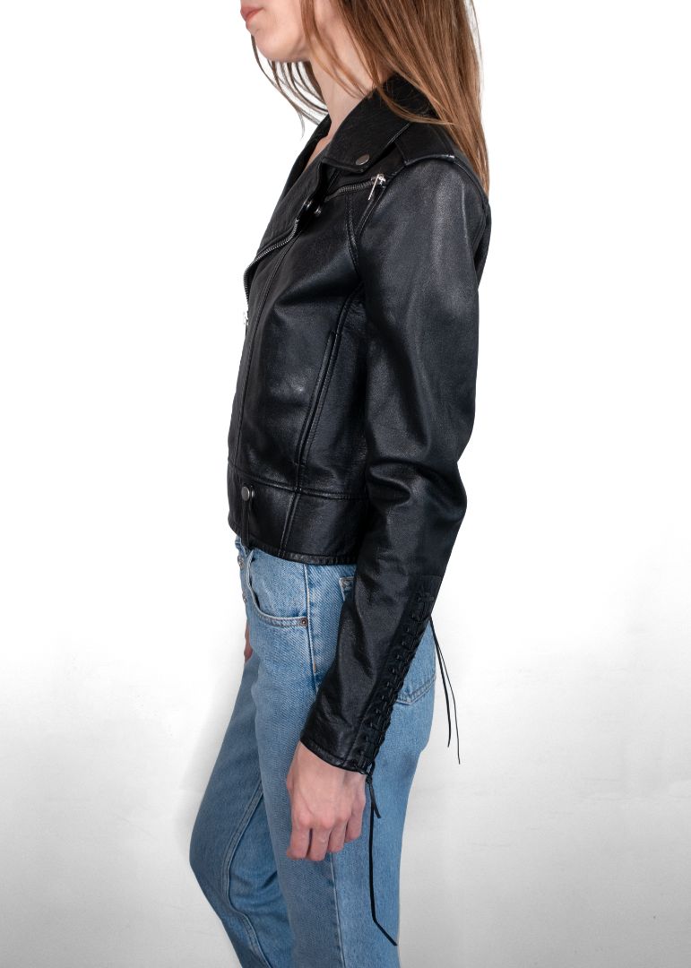 Saint Laurent Black Leather Biker Jacket