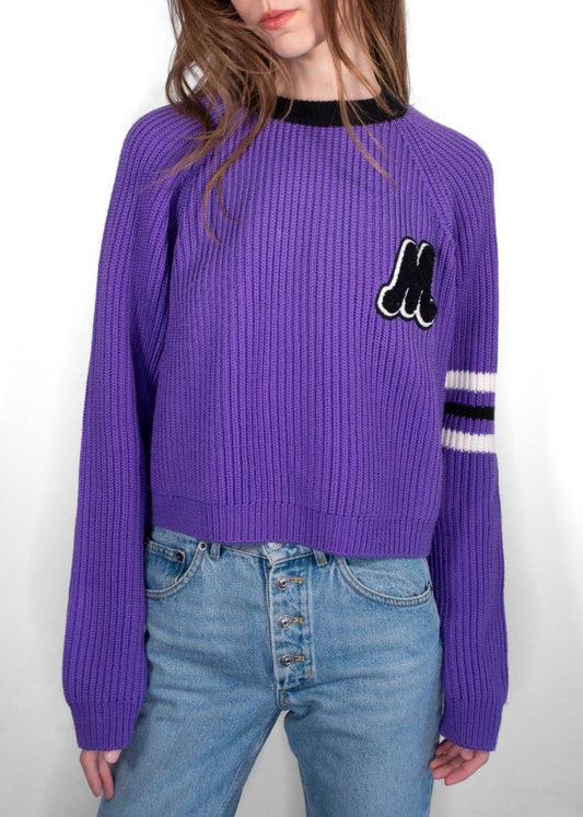 Miu Miu Purple Sweater With Black Emroidered M
