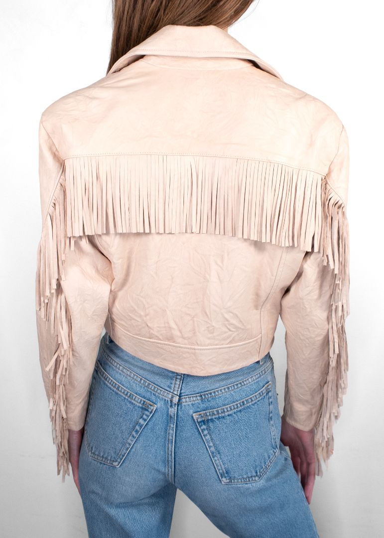 Iro Tan Leather Fringe Jacket