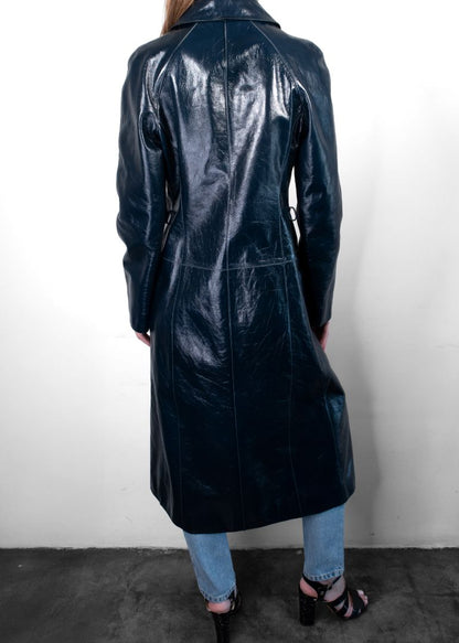 Acne Studios Teal Leather Coat