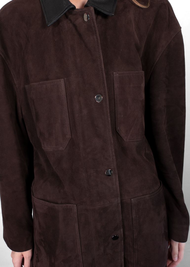 Nour Hammour Brown Suede Barn Jacket
