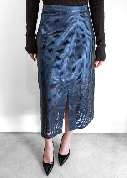 Zeynep Arcay Leather Cargo Column Skirt