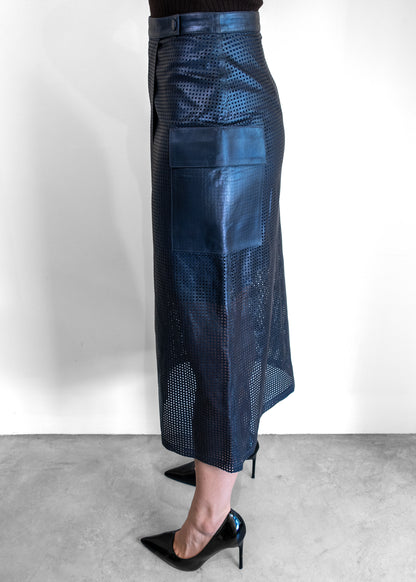 Zeynep Arcay Leather Cargo Column Skirt