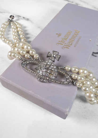 Vivienne Westwood Rhinestone And Pearl Necklace