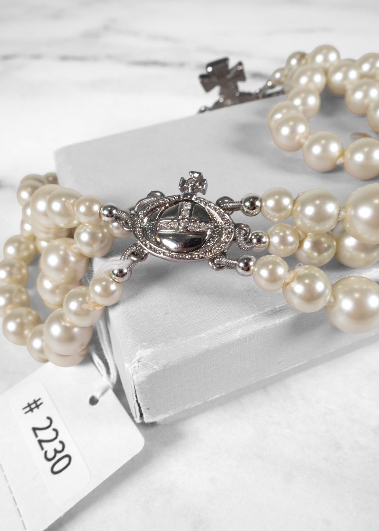 Vivienne Westwood Rhinestone And Pearl Necklace