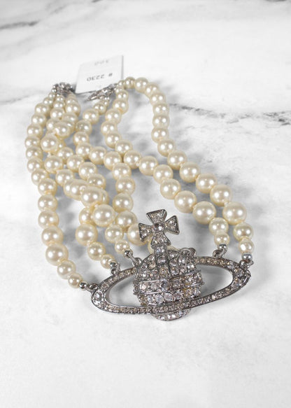 Vivienne Westwood Rhinestone And Pearl Necklace