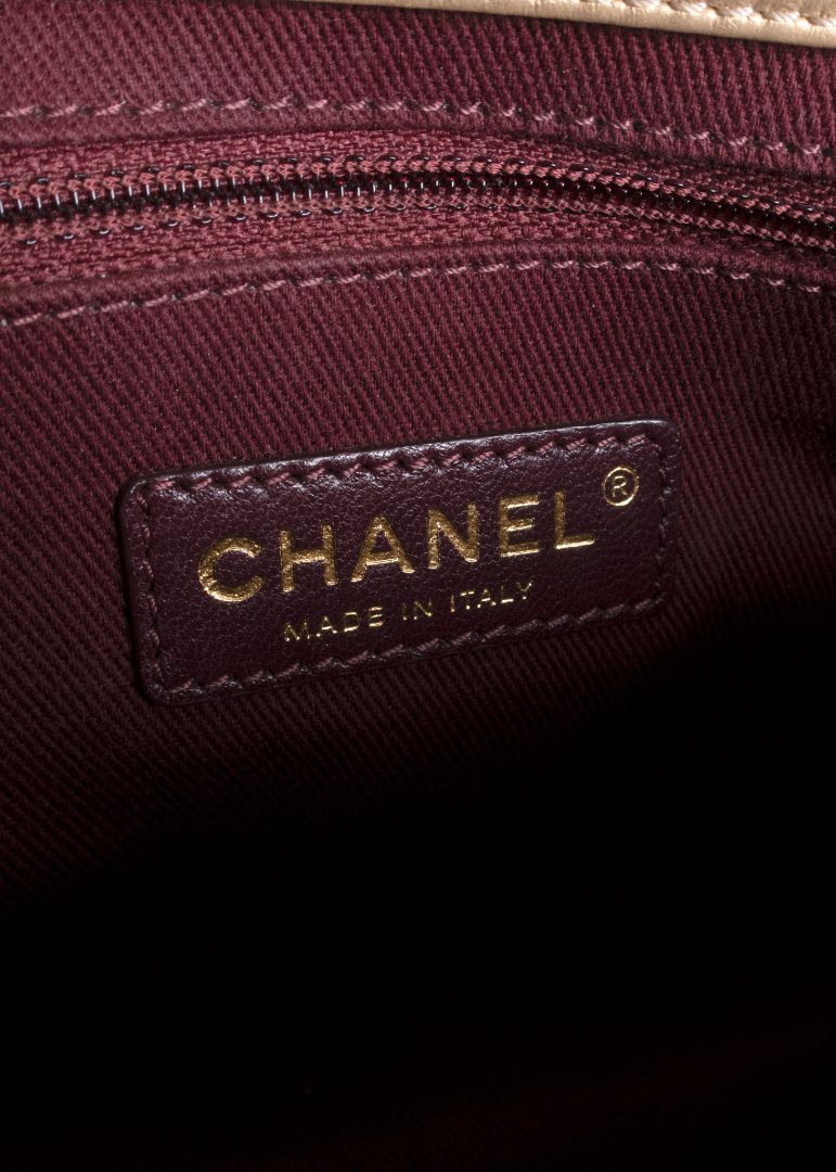 Chanel Gold Leather Quilted Bag With Gold Hardware