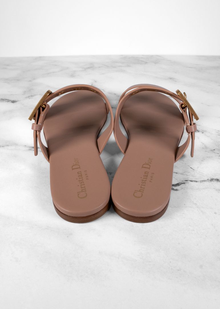 Dior Blush Leather Dioract Sandals With Two Adjustable Straps And Gold Hardware
