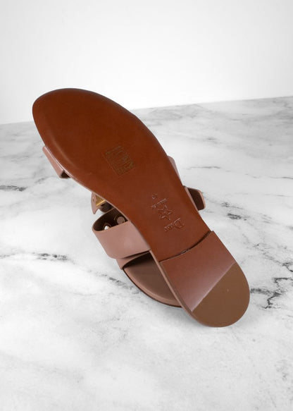 Dior Blush Leather Dioract Sandals With Two Adjustable Straps And Gold Hardware