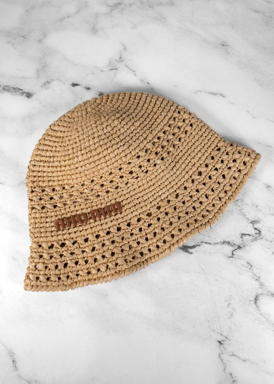 Miu Miu Crochet Raffia Bucket Hat