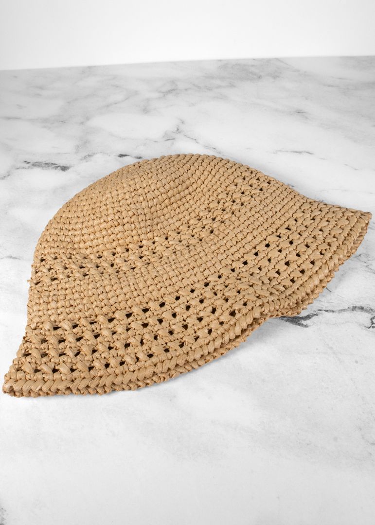 Miu Miu Crochet Raffia Bucket Hat