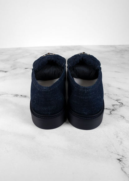 Chanel Brand New Denim Turnlock Loafers