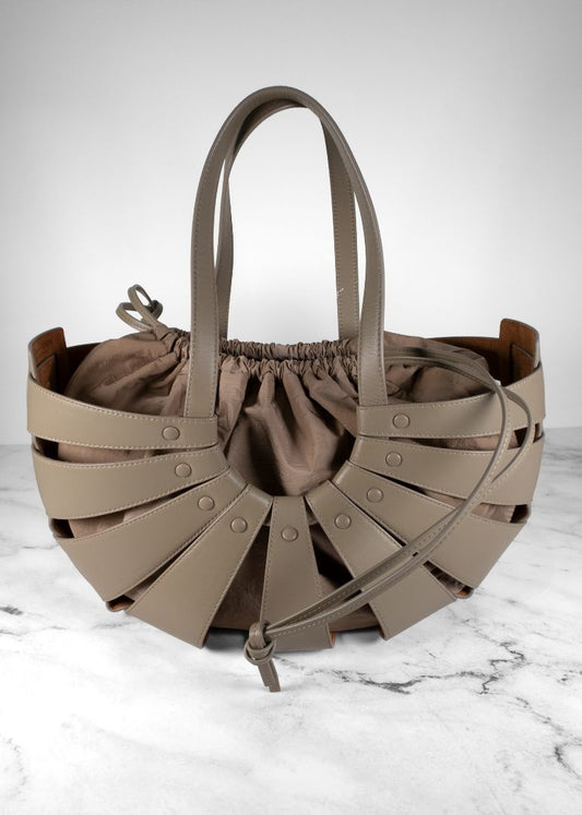 Bottega Veneta Khaki Green Shell Cut Out Shoulder Bag