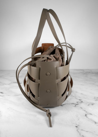 Bottega Veneta Khaki Green Shell Cut Out Shoulder Bag