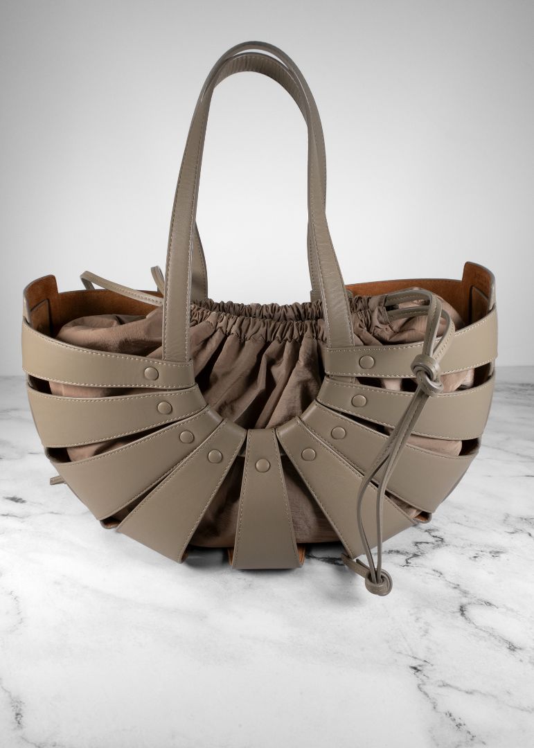 Bottega Veneta Khaki Green Shell Cut Out Shoulder Bag