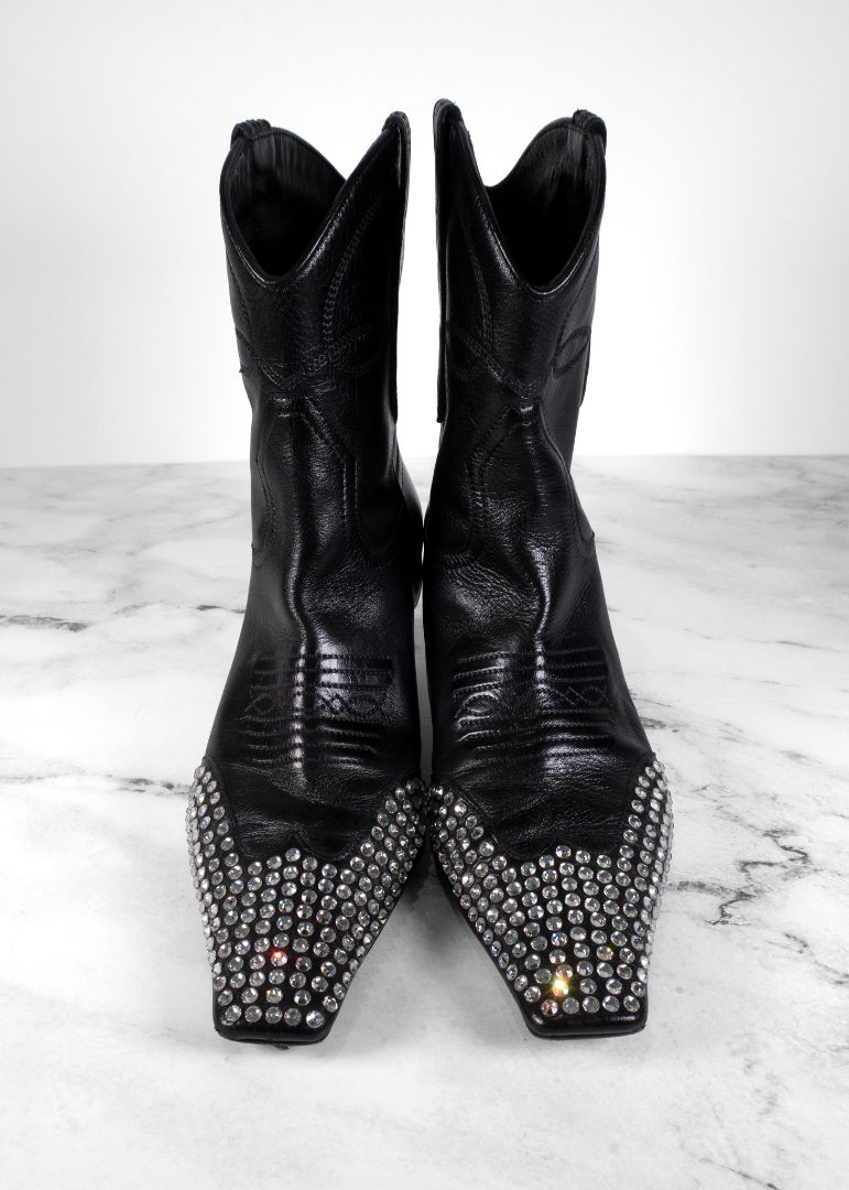 Khaite Black Crystal Dallas Boots