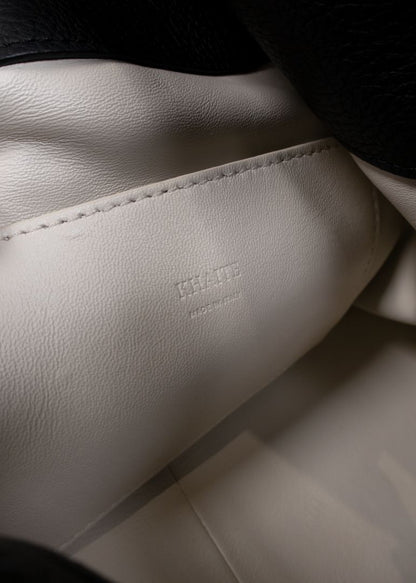 Khaite Black Leather Shoulder Bag With Silver Studs