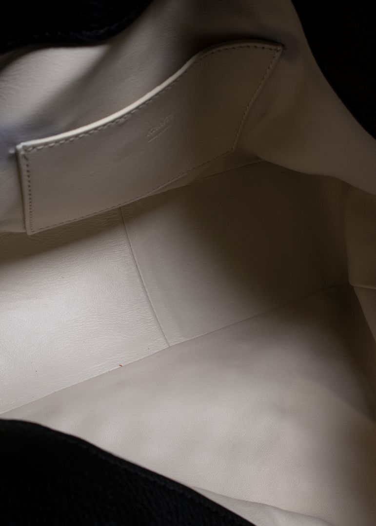 Khaite Black Leather Shoulder Bag With Silver Studs