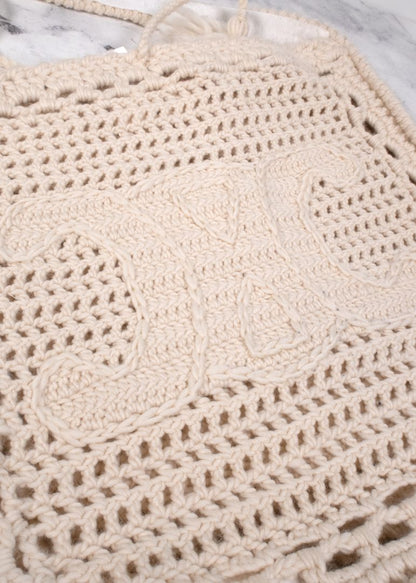 Celine Ivory Crochet Triomphe Tote Bag With Tassels
