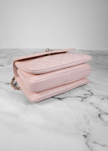 Chanel Light Pink Quilted Lambskin Leather Top Handle Trendy CC Bag