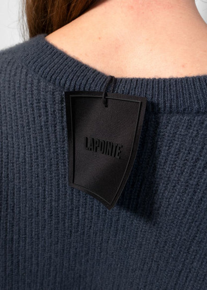 Lapointe Marine Cashmere V Neck Sweater With Feathers