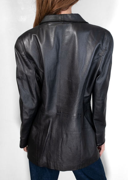Fendi Black Leather Coat With Embroidery