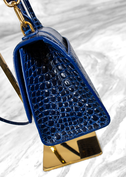 Balenciaga Hourglass Blue Leather Handbag