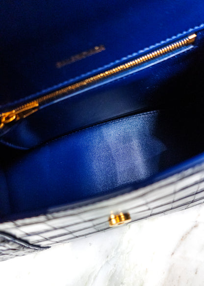 Balenciaga Hourglass Blue Leather Handbag
