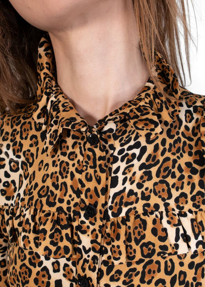 Saint Laurent Long Sleeve Leopard Print Maxi Dress