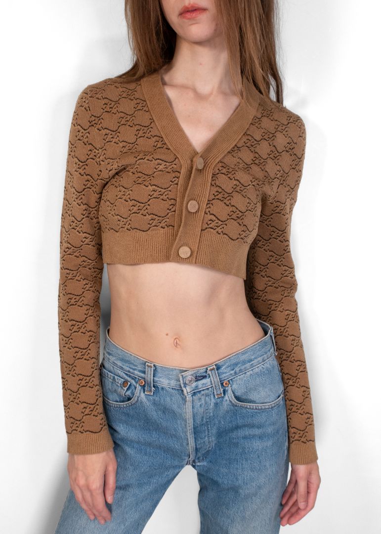Fendi Cropped Brown Cardigan