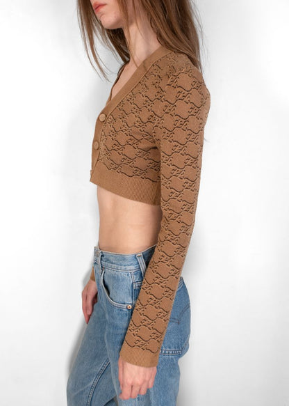 Fendi Cropped Brown Cardigan