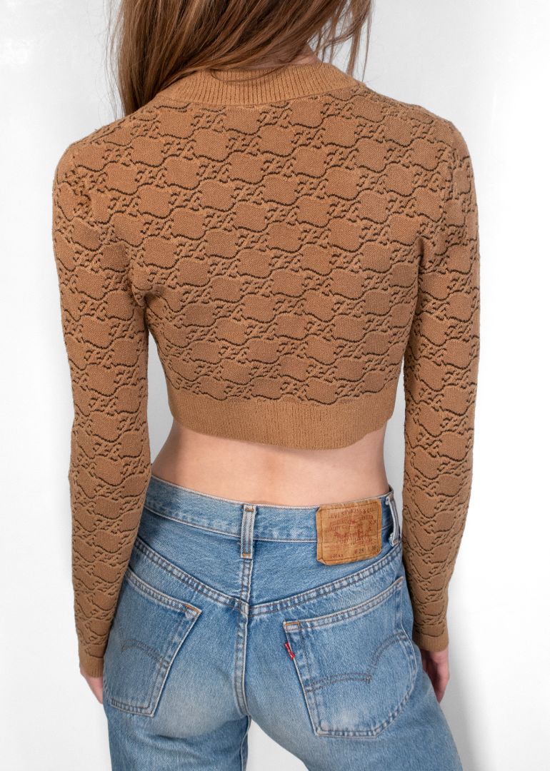 Fendi Cropped Brown Cardigan