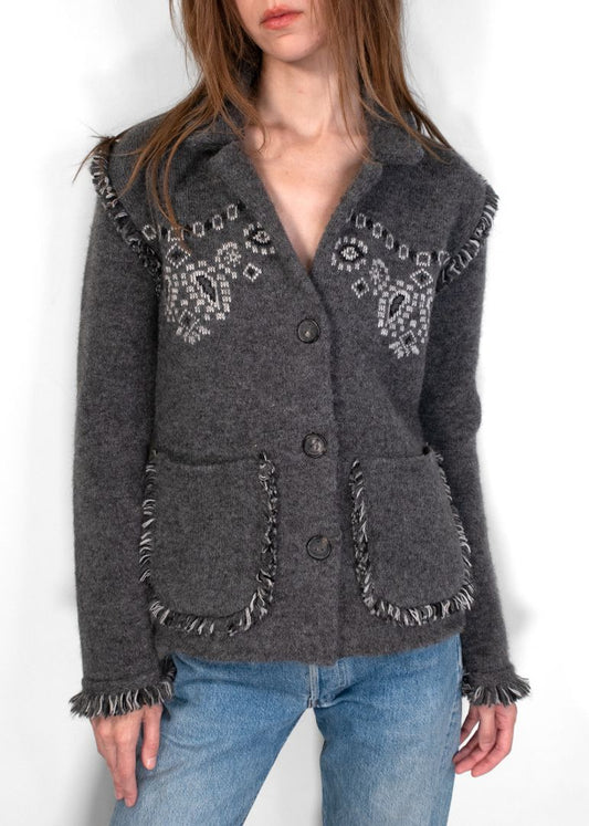 Alanui Grey Bandana Print Jacket