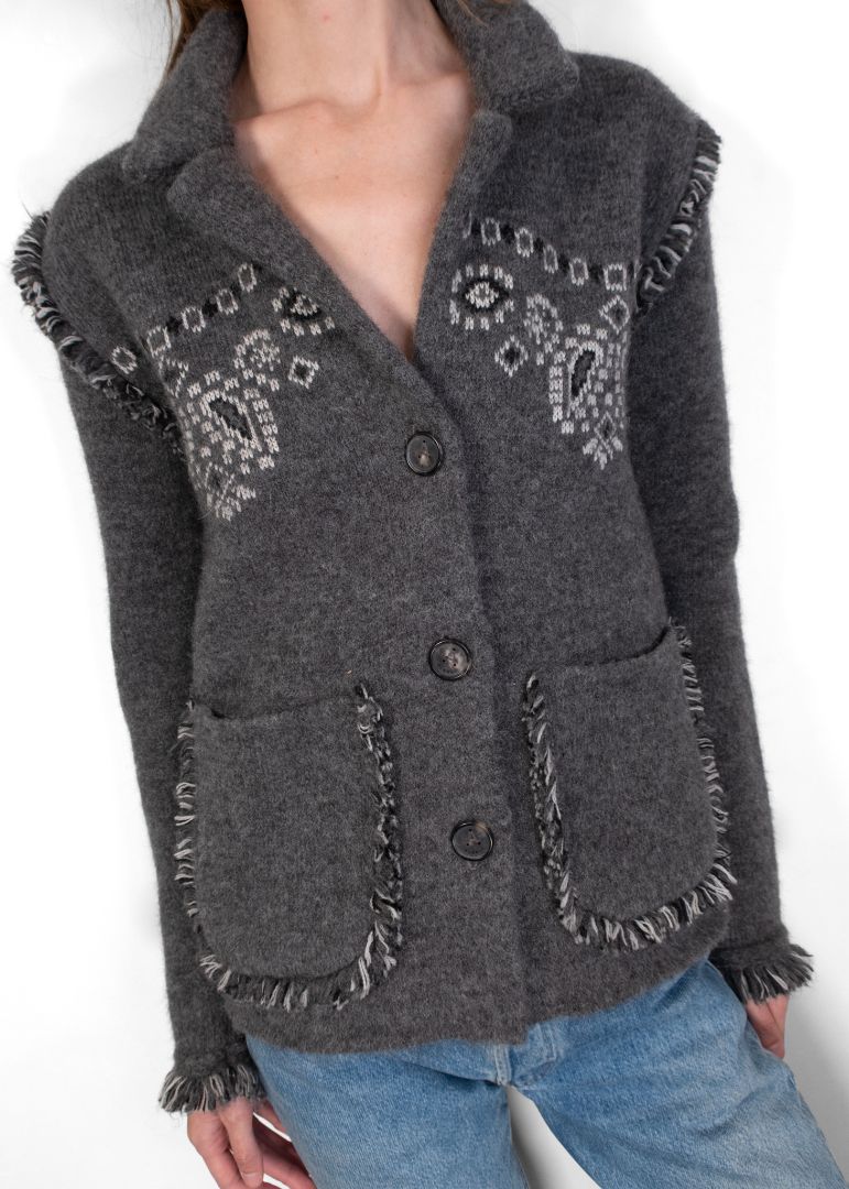 Alanui Grey Bandana Print Jacket